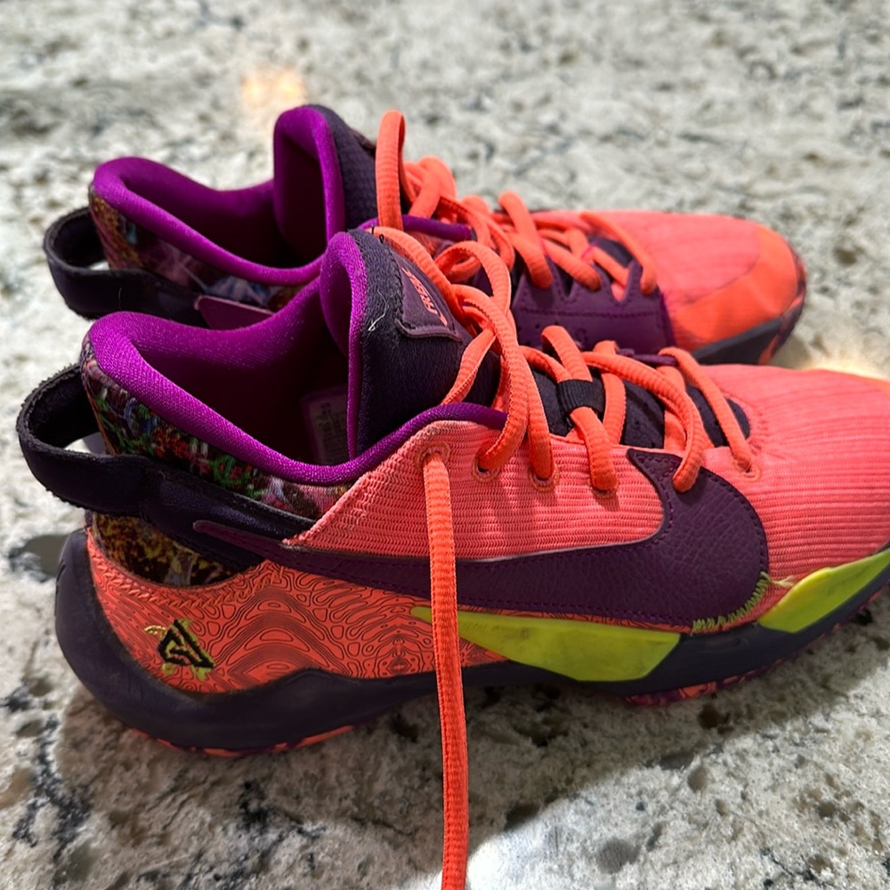 Freak Nike Basketball shoes. Size US 6y. Neon, orange, purple and lime green